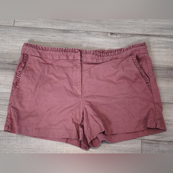 LOFT Outlet Mauve Pink Ruffle Hem Shorts | Size 16 | 4” Inseam | 98% Cotton | - Picture 1 of 10